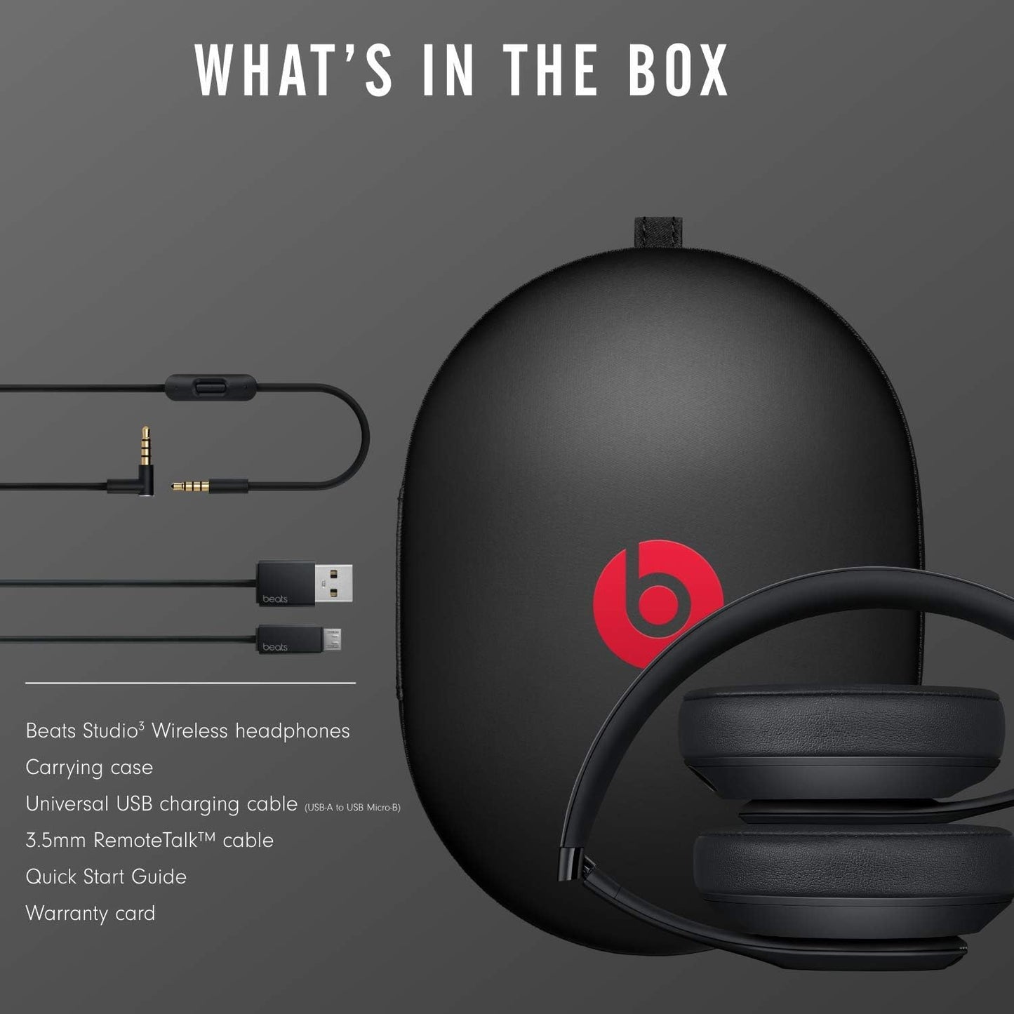 Beats Studio3 Wireless Noise Cancelling Over-Ear Headphones - Apple W1 Headphone Chip, Class 1 Bluetooth, Active Noise Cancelling, 22 Hours of Listening Time - Matte Black