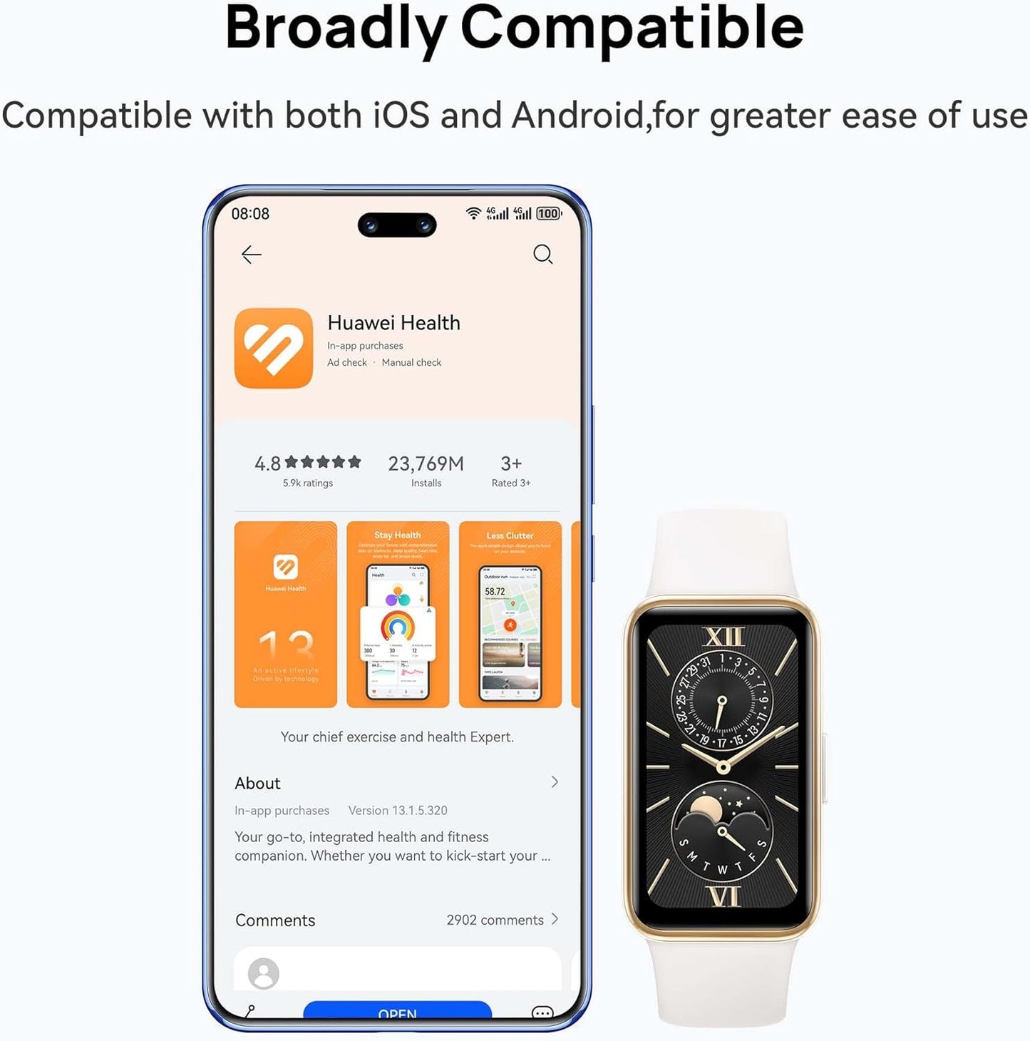 HUAWEI Band 9,Bluetooth, Ios & Android,Up to 14 Days Battery Life, Comfortable Wear, Trusleep 4.0, Scientific Sleep Tracking, 100 Training Modes,Smartband,Starry Black Fluoroelastomer Strap