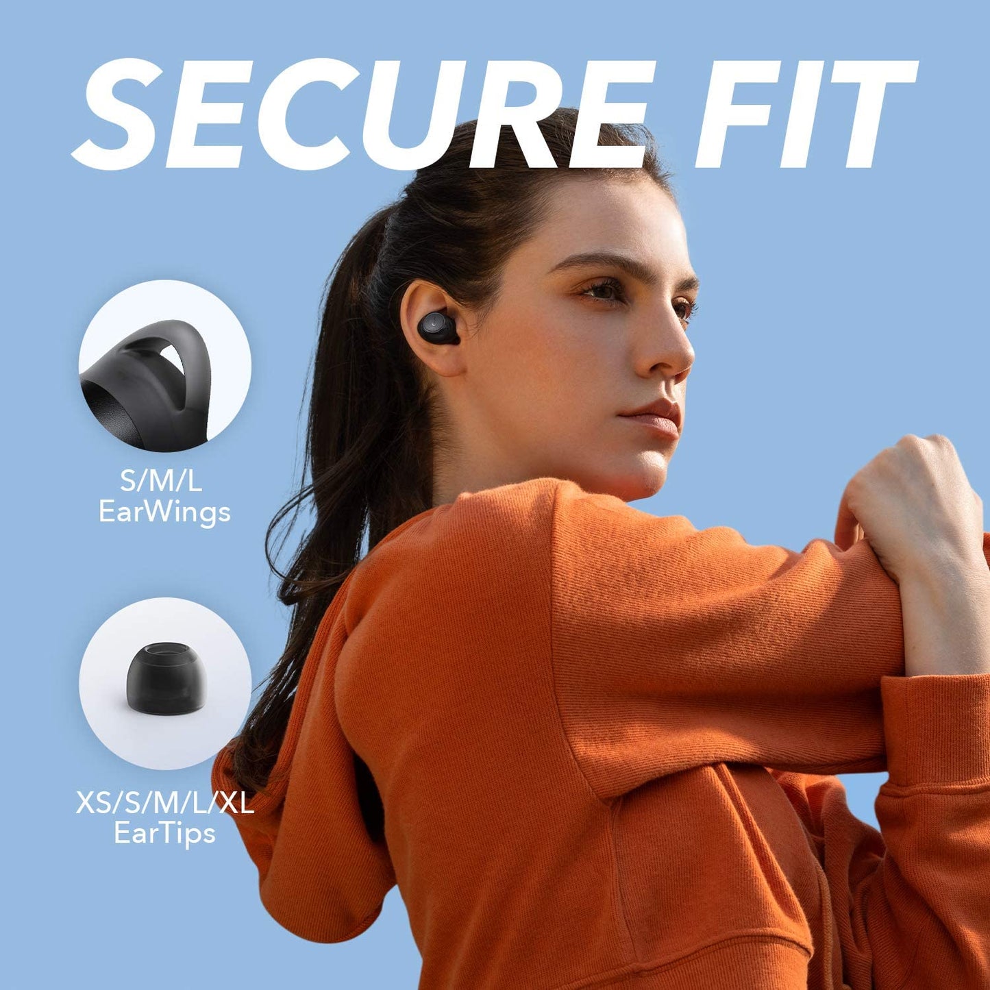 Soundcore Wireless Earbuds, A1 Bluetooth Earbuds, Powerful Customized Sound, 35H Playtime, Wireless Charging, USB-C Fast Charge, IPX7 Waterproof, Button Control, Commute, Sports