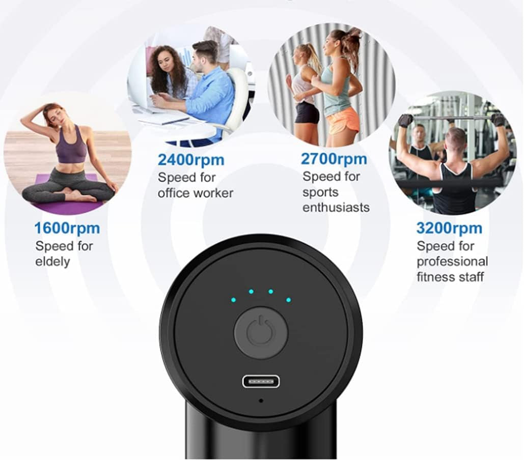 Mini Portable Massage Gun,Handheld Fascia Gun Deep Tissue Muscles Relax Massage Instrument,With 4Gear Adjustable,4Massage Head,Eva Storage Bag.