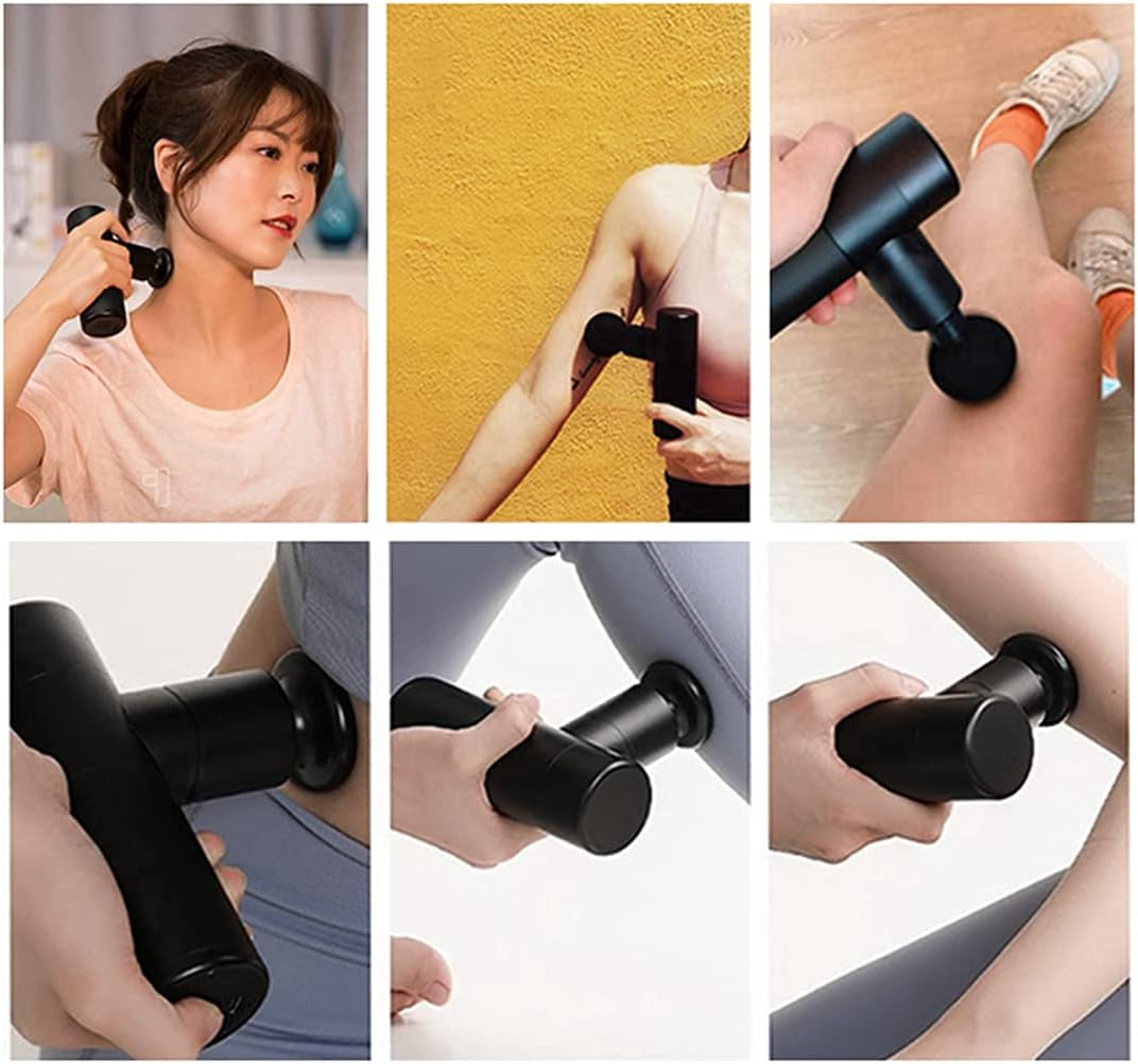 Mini Portable Massage Gun,Handheld Fascia Gun Deep Tissue Muscles Relax Massage Instrument,With 4Gear Adjustable,4Massage Head,Eva Storage Bag.