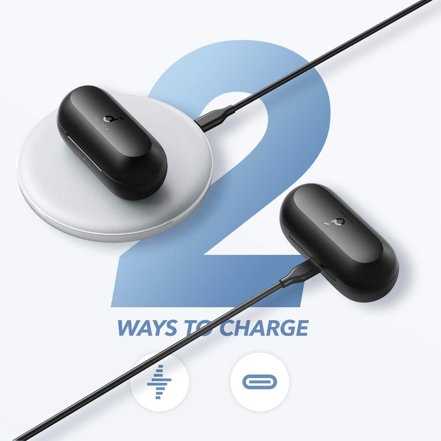 Soundcore Wireless Earbuds, A1 Bluetooth Earbuds, Powerful Customized Sound, 35H Playtime, Wireless Charging, USB-C Fast Charge, IPX7 Waterproof, Button Control, Commute, Sports