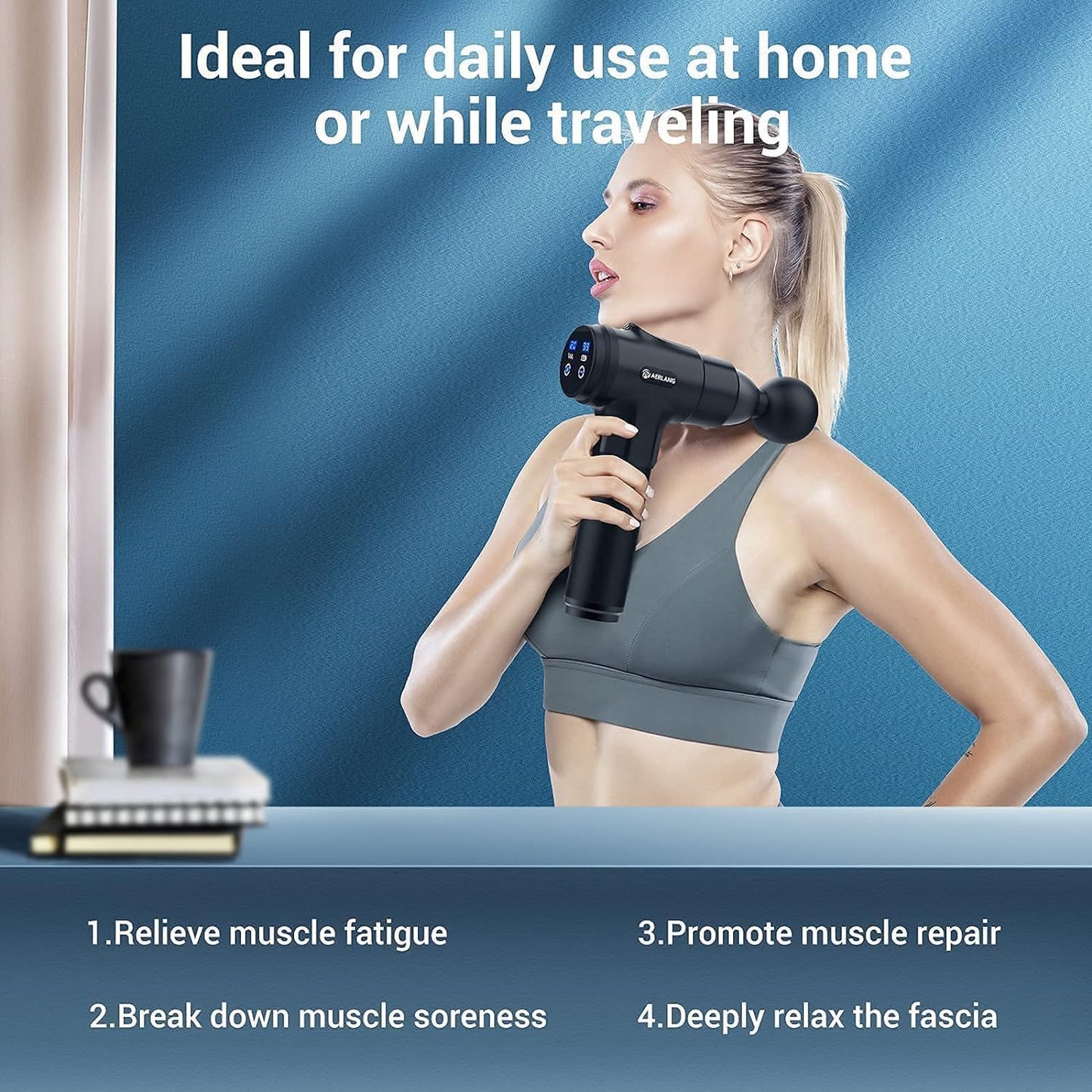 AERLANG Massage Gun, Massage Gun Deep Tissue Percussion Massager, Muscle Massage Gun,Handheld Body Massager for Muscle 20 Speeds & 6 Massage Heads Birthday Gifts for Women Men Mom Dad