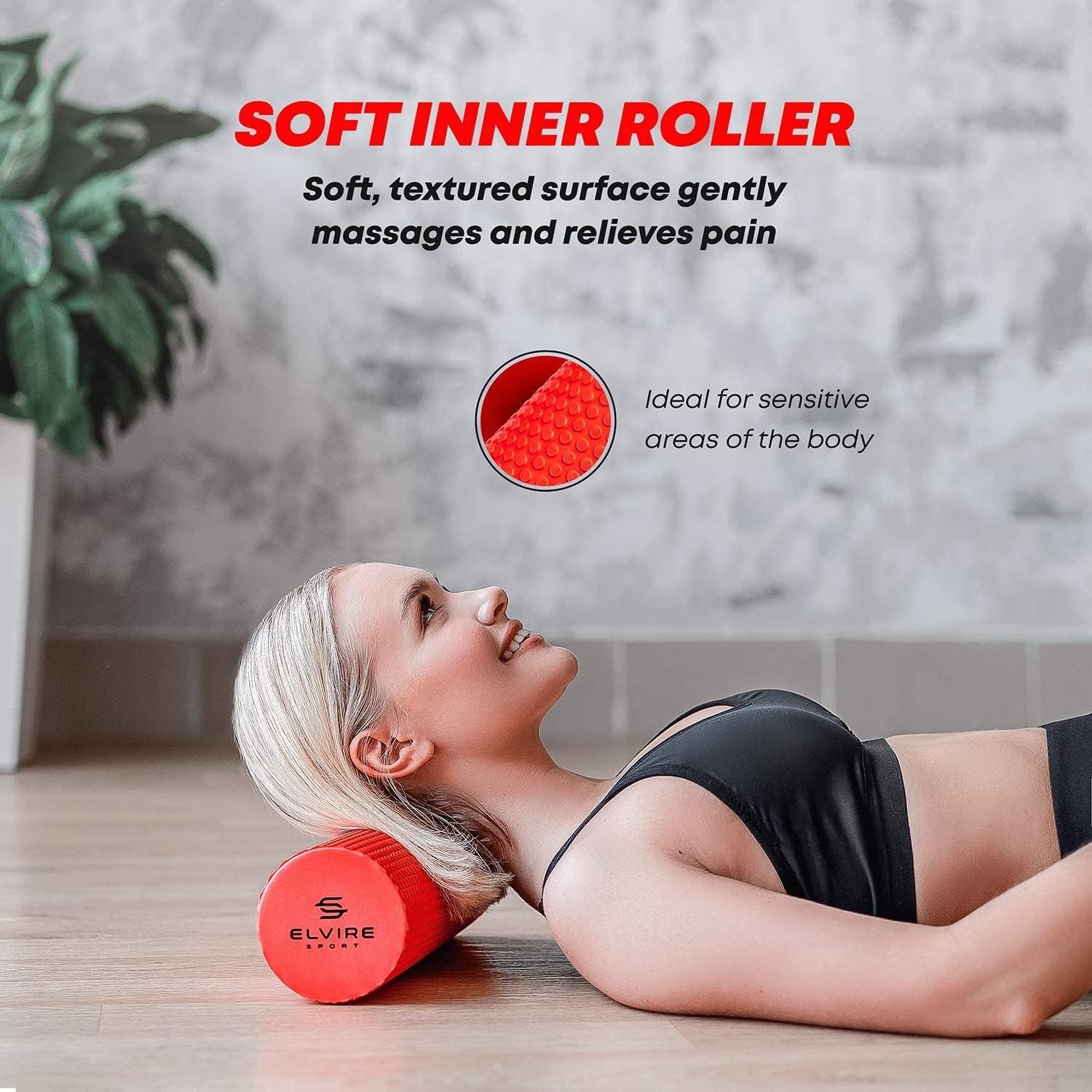 Elvire Foam Roller Set 5-In-1 Deep Tissue Massage Roller, Back Ball, Foot Muscles Trigger Points, Relieves Pain: Back, Foot, Legs, Neck, Exercise Yoga & Physio
