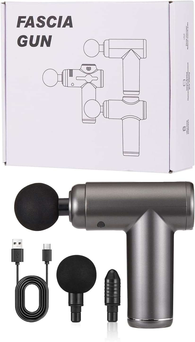 Massage Gun, Massage Gun Deep Tissue, Electric Percussion Handheld Muscle Massager for Muscle Pain Relief Fitness Recovery Body Shaping with 2 Massage Heads Quiet Massage Gun for Muscle Relaxation