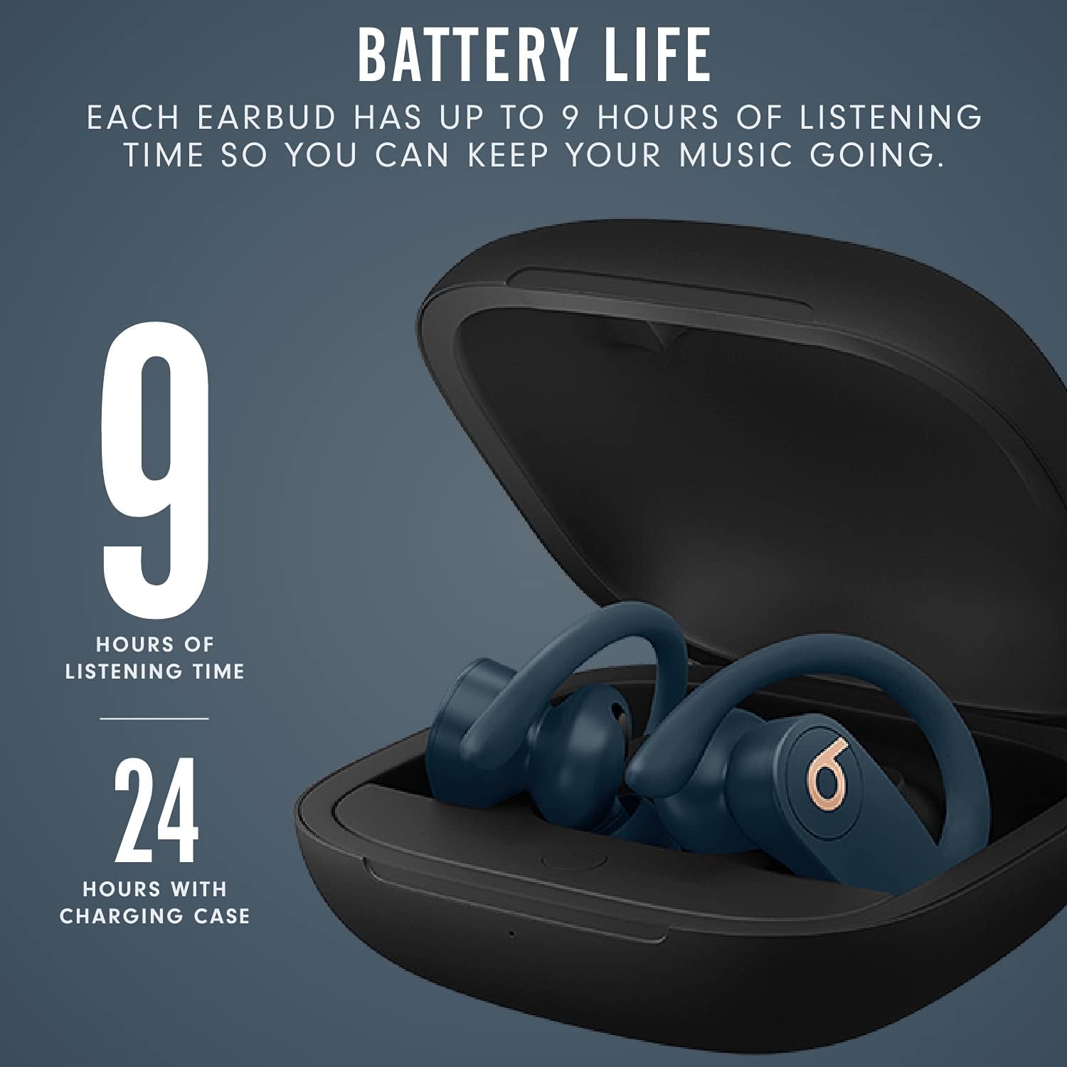 Beats Powerbeats Pro Wireless Earphones - Apple H1 Headphone Chip, Class 1 Bluetooth, 9 Hours of Listening Time, Sweat Resistant Earbuds, Built-In Microphone - Navy