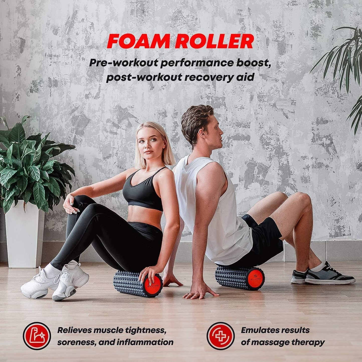 Elvire Foam Roller Set 5-In-1 Deep Tissue Massage Roller, Back Ball, Foot Muscles Trigger Points, Relieves Pain: Back, Foot, Legs, Neck, Exercise Yoga & Physio