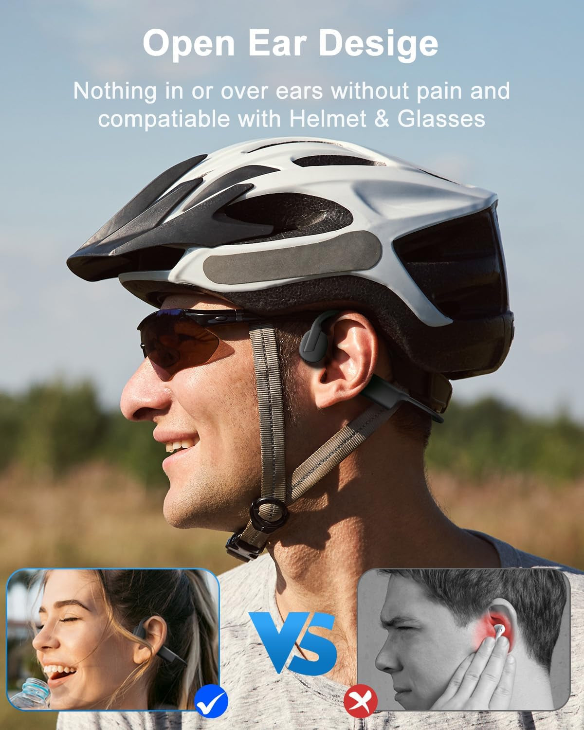 Bone Conduction Headphones, Open Ear Headphones Wireless Bluetooth 5.4 Headphones with Mic, Waterproof Earphones Sports Headset for Running Cycling Fitness Gym Workout Walking Hiking,Usb-C Charge