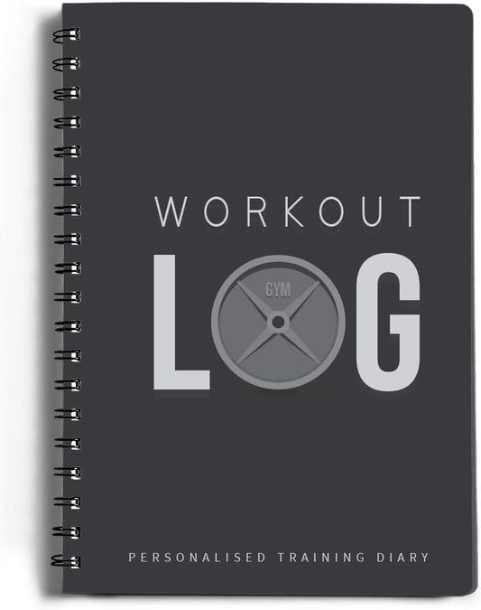 Workout Planner for Daily Fitness Tracking & Goals Setting - A5 Size, 6” X 8”, Charcoal Gray - Men & Women Personal Home & Gym Training Diary - Log Book Journal - by