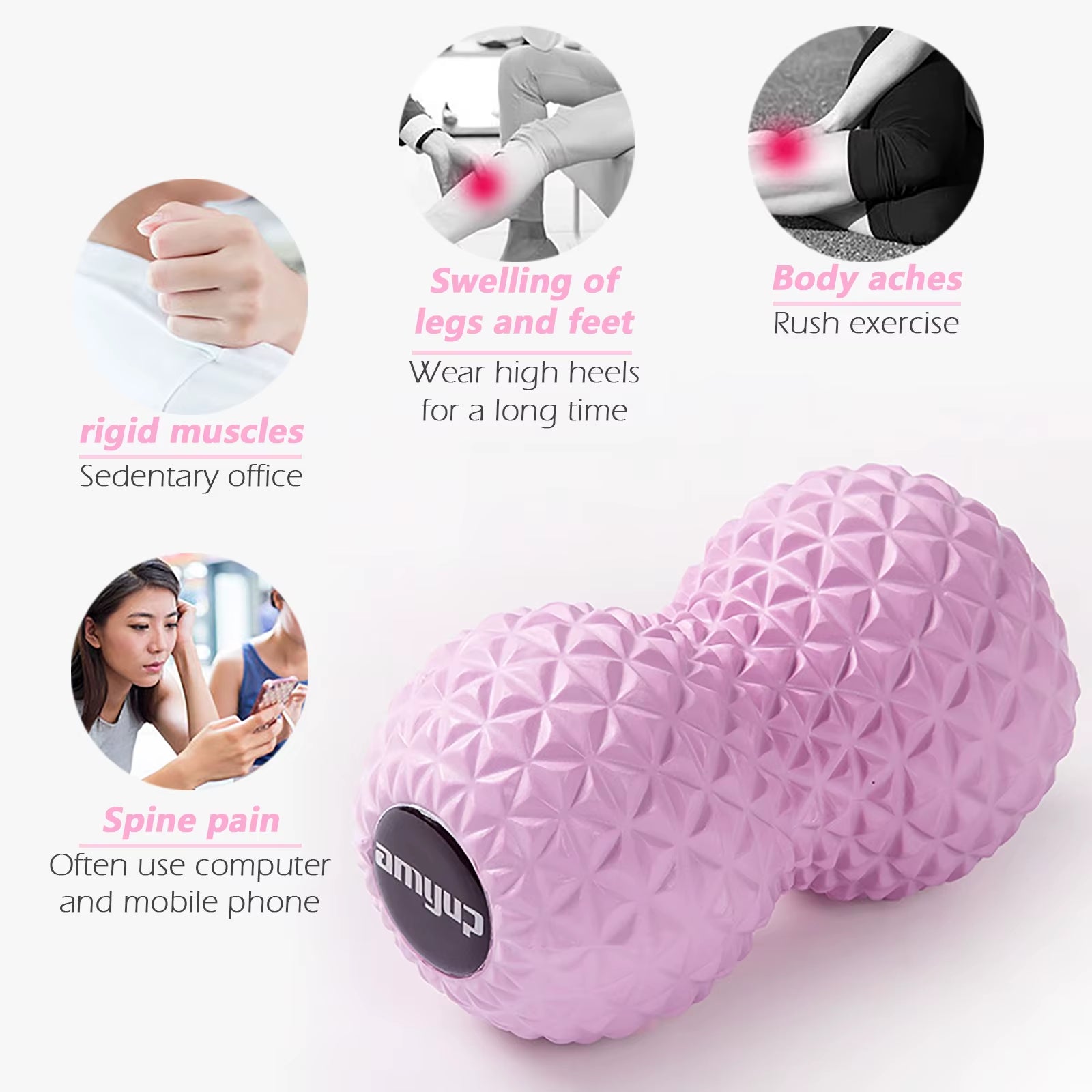 Peanut Roller Fitness Ball Double Lacrosse Ball Trigger Point Massage Ball Myofascial Release Deep Tissue Massager