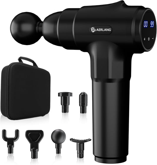 AERLANG Massage Gun, Massage Gun Deep Tissue Percussion Massager, Muscle Massage Gun,Handheld Body Massager for Muscle 20 Speeds & 6 Massage Heads Birthday Gifts for Women Men Mom Dad
