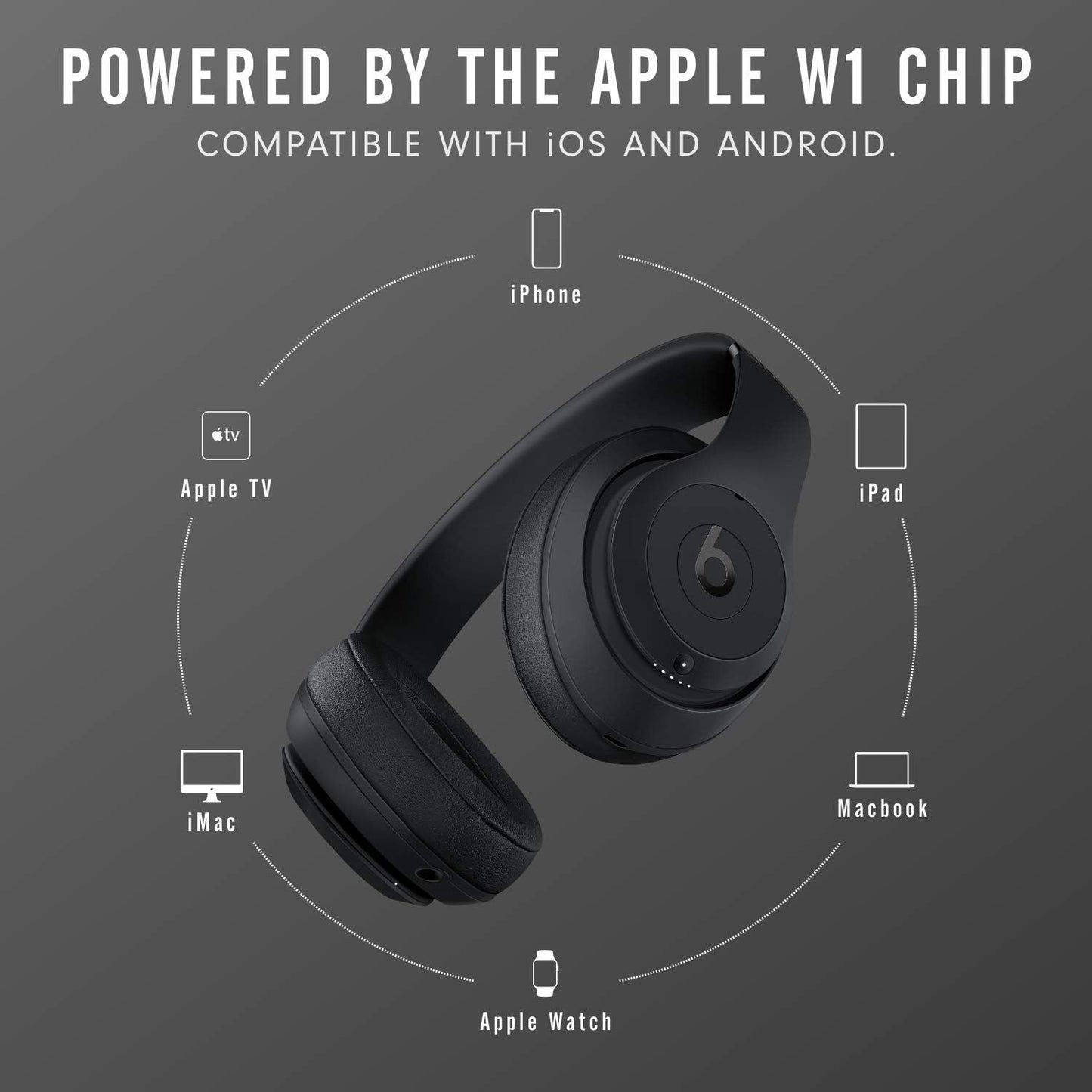 Beats Studio3 Wireless Noise Cancelling Over-Ear Headphones - Apple W1 Headphone Chip, Class 1 Bluetooth, Active Noise Cancelling, 22 Hours of Listening Time - Matte Black