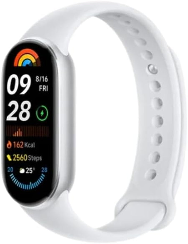 Xiaomi Smart Band 9 Fitness Tracker, AMOLED Display with 1200 Nits, Sp02 Tracking, Sleep and Heart Rate Monitor, Notifications, 5ATM Waterproof, Mi Fit App, Glacier Silver