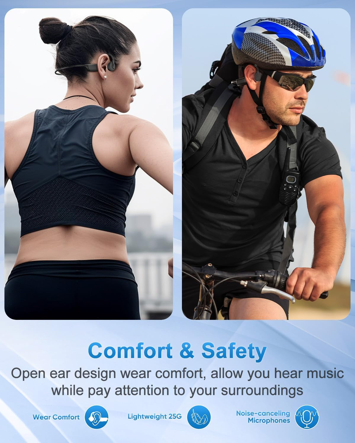 Bone Conduction Headphones, Open Ear Headphones Wireless Bluetooth 5.4 Headphones with Mic, Waterproof Earphones Sports Headset for Running Cycling Fitness Gym Workout Walking Hiking,Usb-C Charge